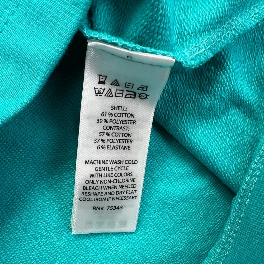 C&C California Pullover Women S Teal Nautical Shawl Collar Cropped Sweatshirt - Picture 6 of 8